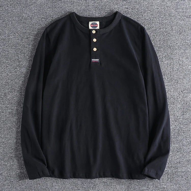 Cotton button-neck sweater