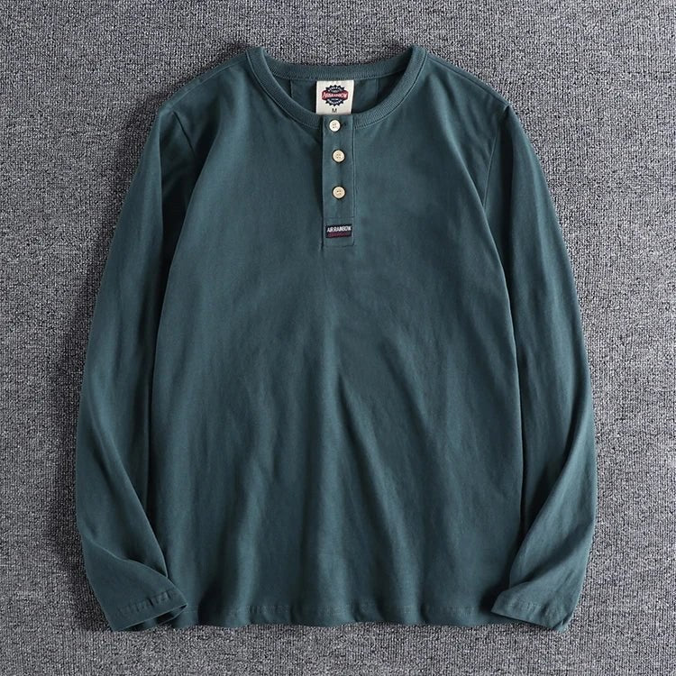 Cotton button-neck sweater