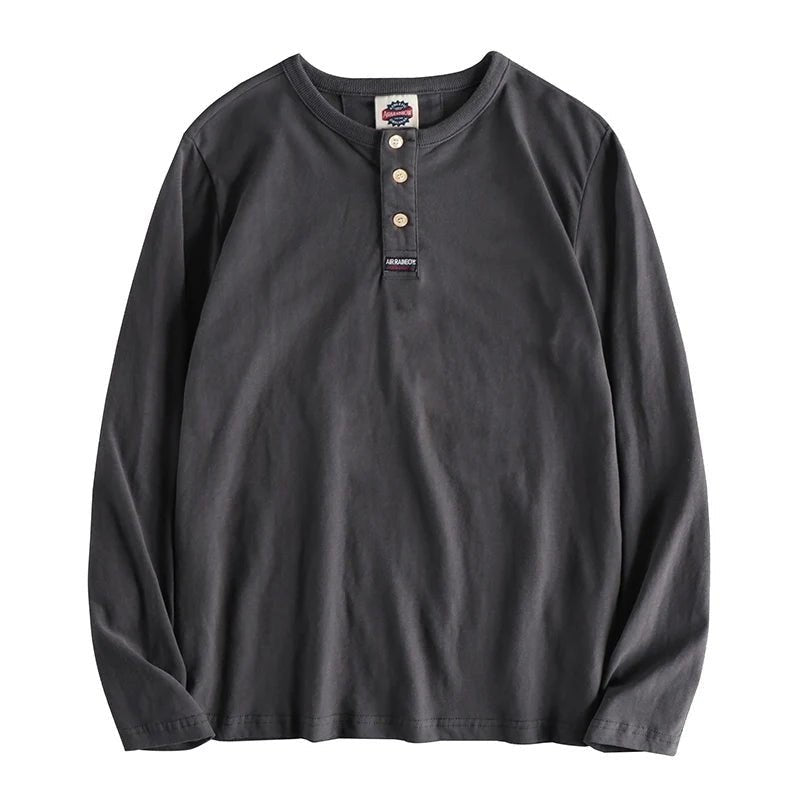 Cotton button-neck sweater