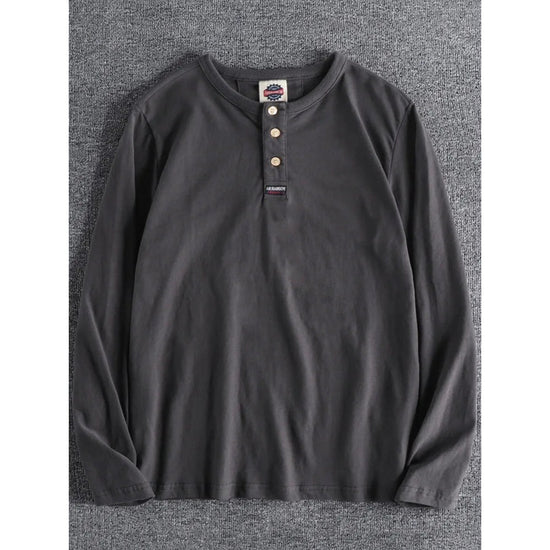 Cotton button-neck sweater