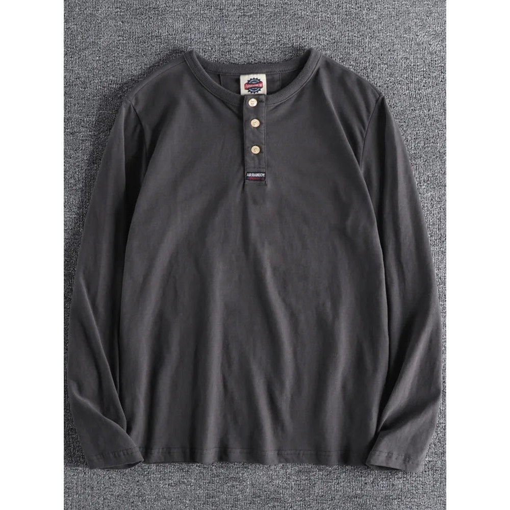 Cotton button-neck sweater
