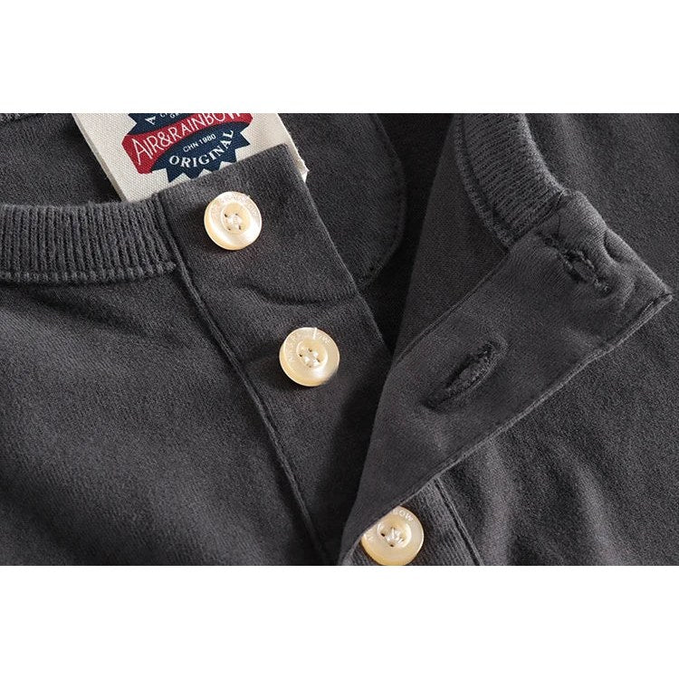 Cotton button-neck sweater