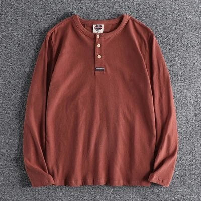 Cotton button-neck sweater