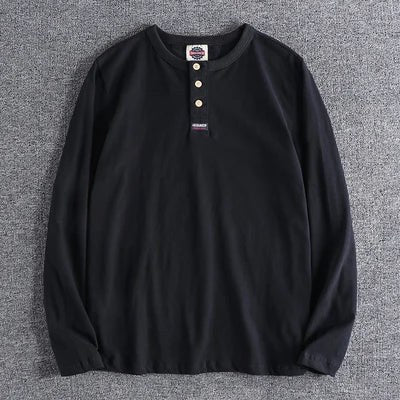 Cotton button-neck sweater