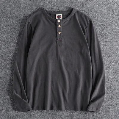 Cotton button-neck sweater