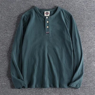 Cotton button-neck sweater
