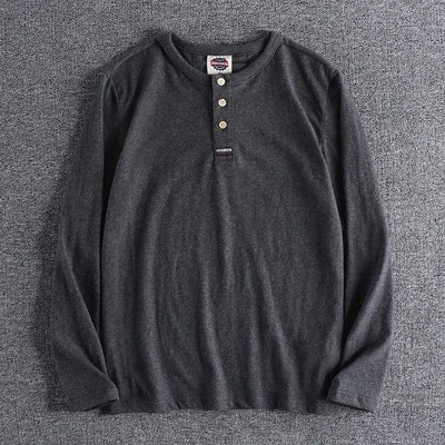 Cotton button-neck sweater