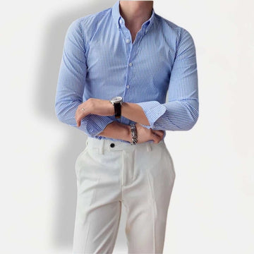 Cotton long sleeve plaid shirt