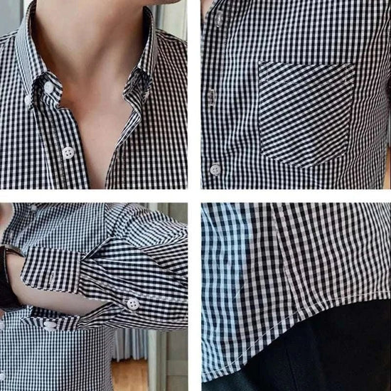 Cotton long sleeve plaid shirt