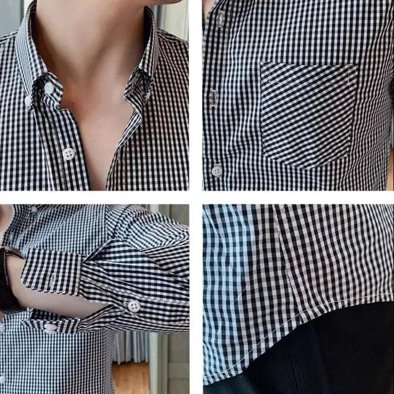 Cotton long sleeve plaid shirt
