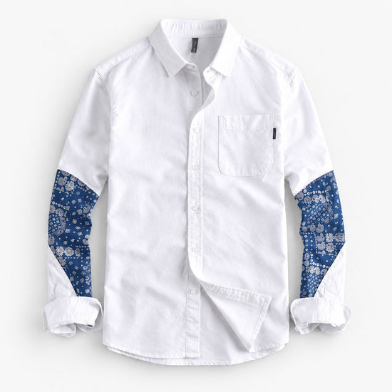 Cotton oxford shirt with paisley sleeve panels