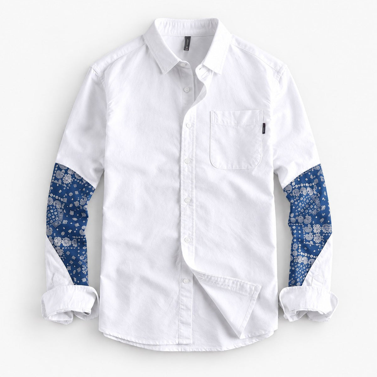 Cotton oxford shirt with paisley sleeve panels