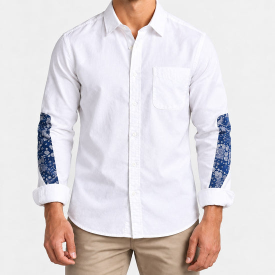 Cotton oxford shirt with paisley sleeve panels