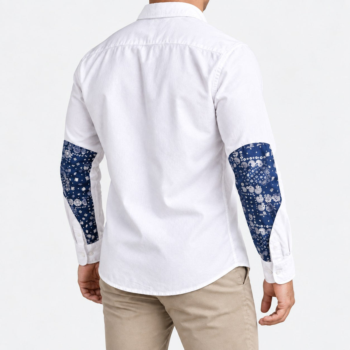 Cotton oxford shirt with paisley sleeve panels