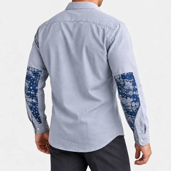 Cotton oxford shirt with paisley sleeve panels