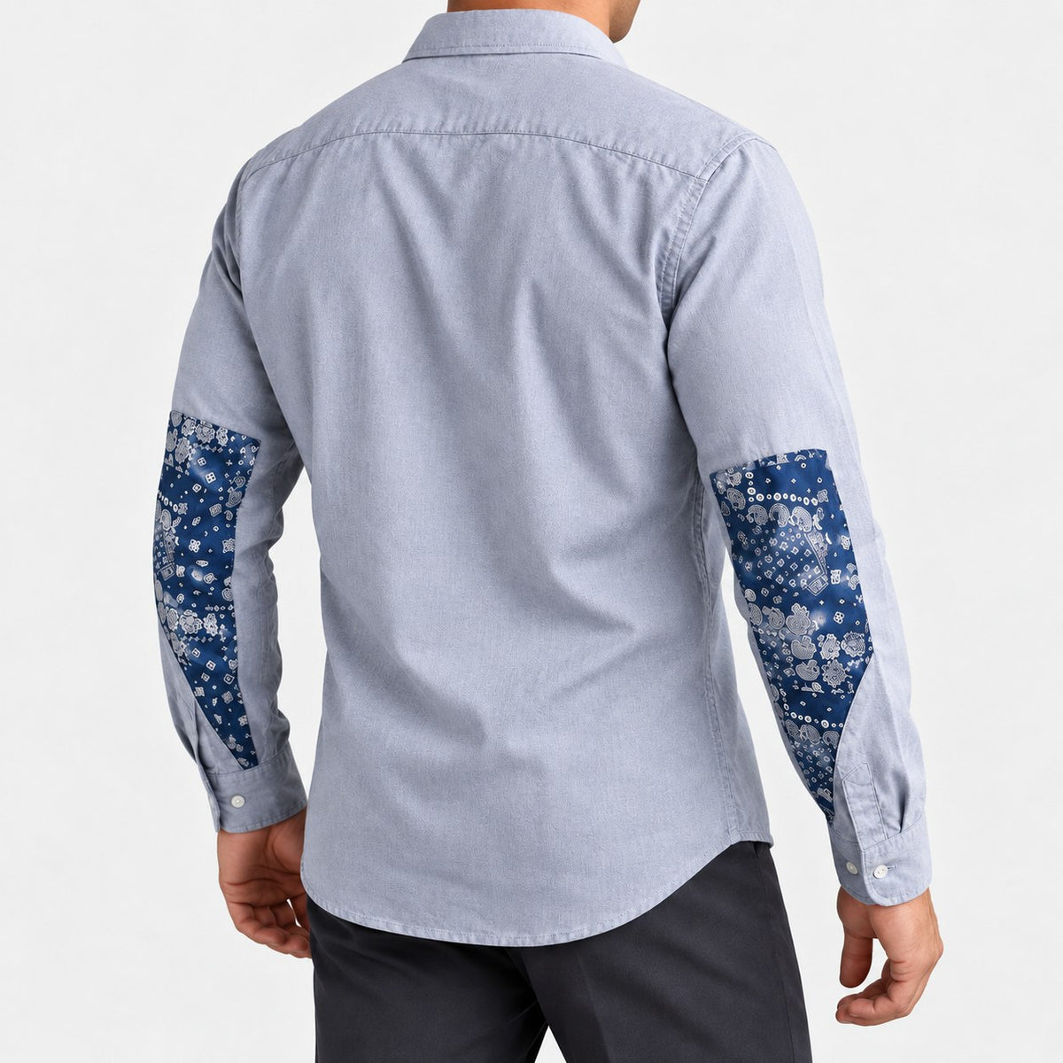 Cotton oxford shirt with paisley sleeve panels