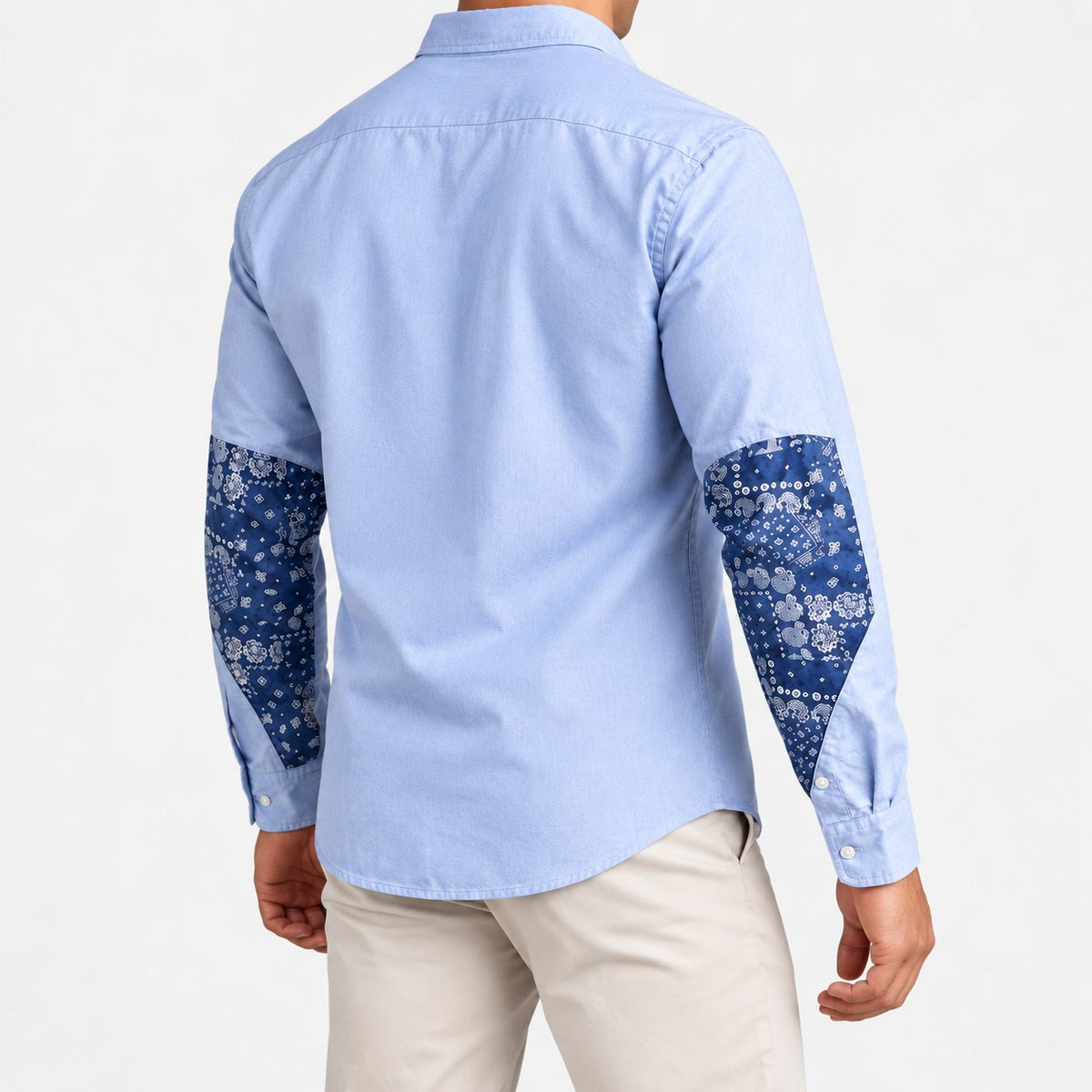 Cotton oxford shirt with paisley sleeve panels