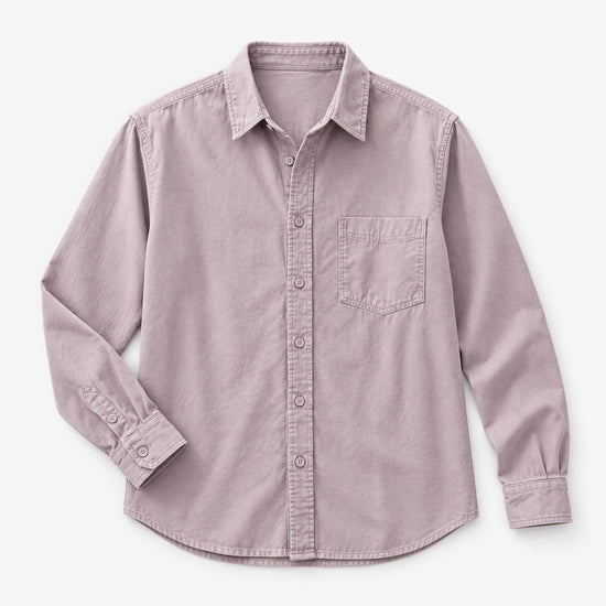Cotton point collar shirt with a chest pocket