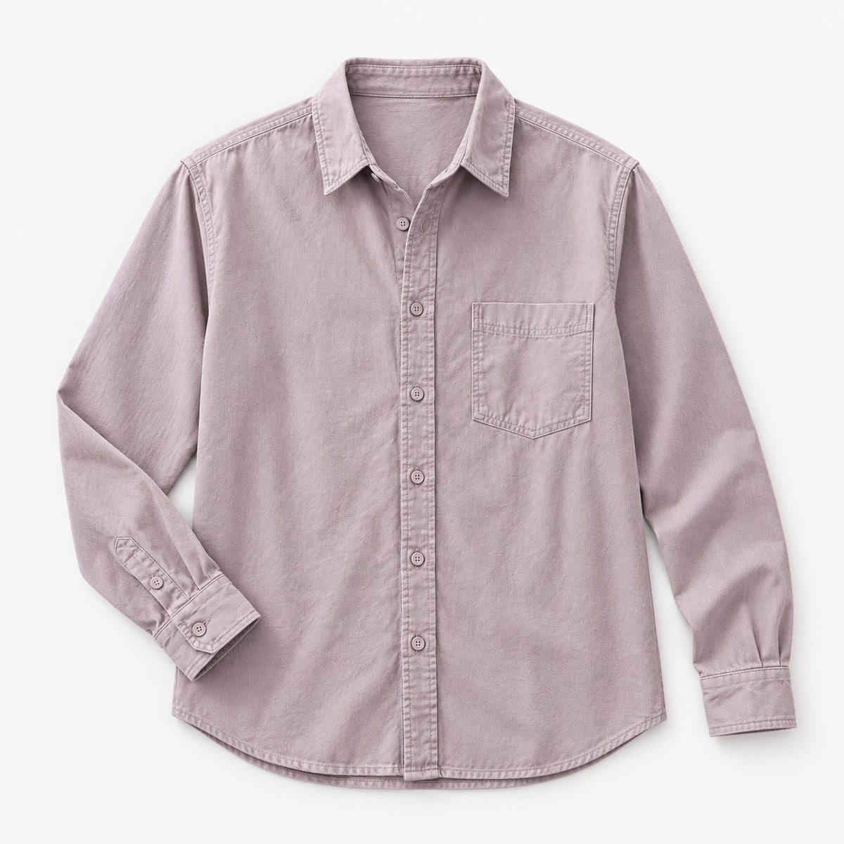 Cotton point collar shirt with a chest pocket