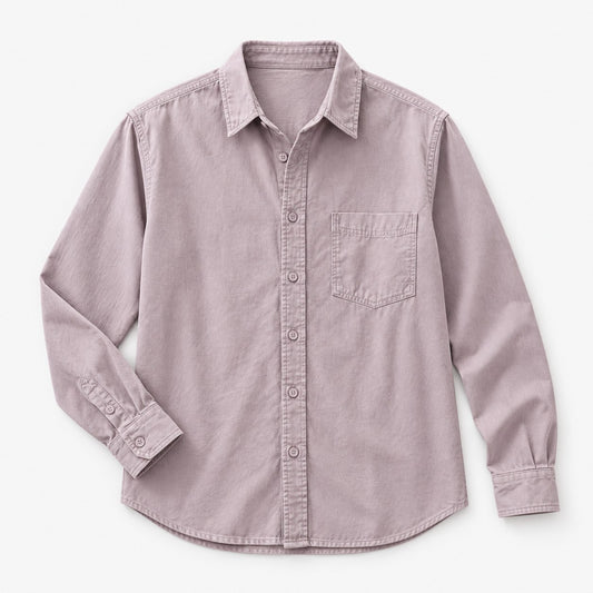 Cotton point collar shirt with a chest pocket