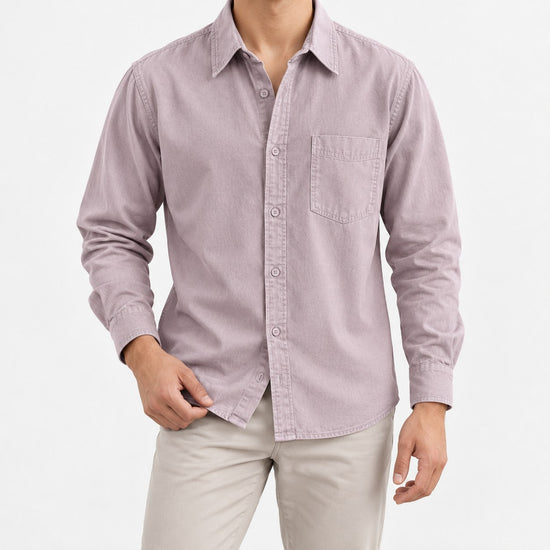 Cotton point collar shirt with a chest pocket