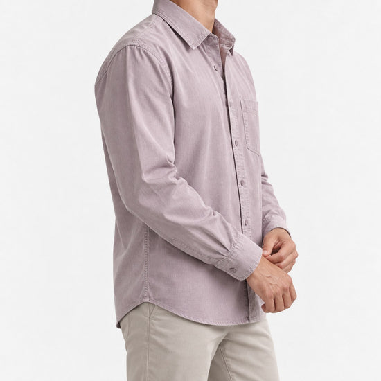 Cotton point collar shirt with a chest pocket