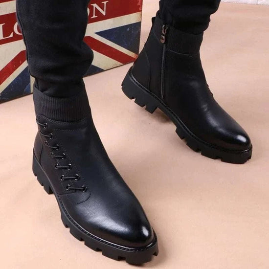 Cowboy platform leather boots