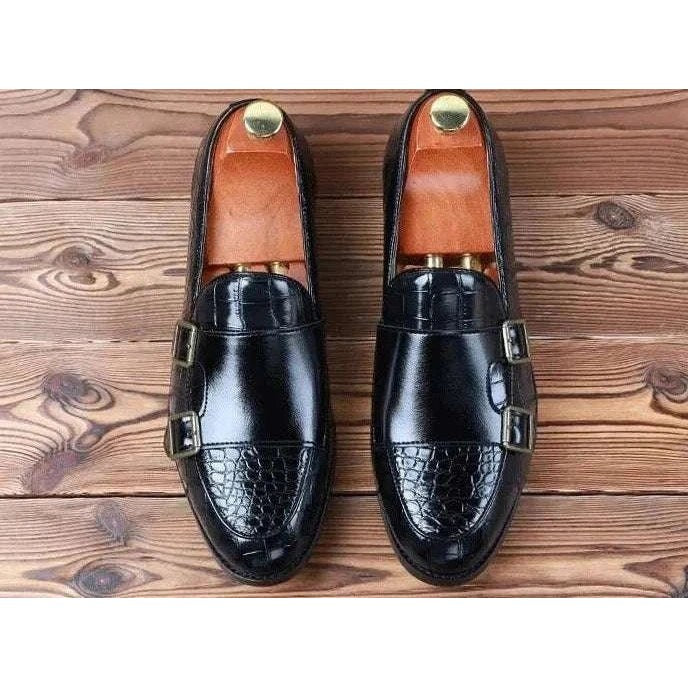 Crocodile pattern microfiber shoes