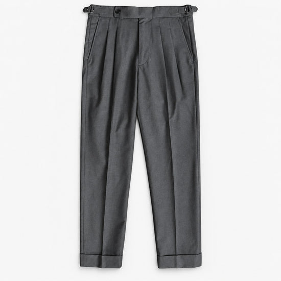 Cuffed cotton blend trousers