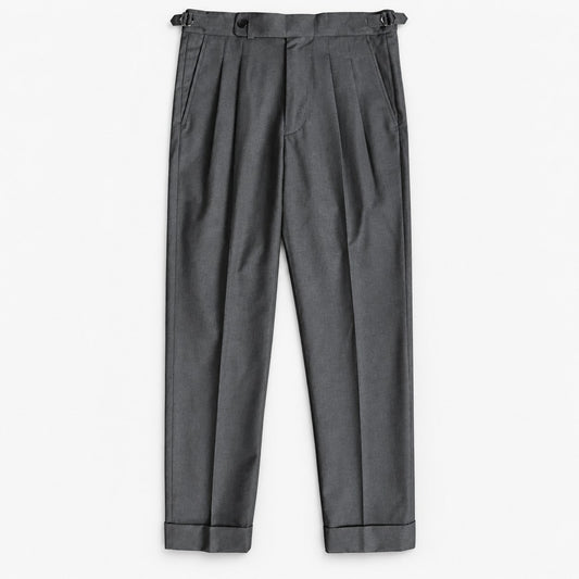 Cuffed cotton blend trousers