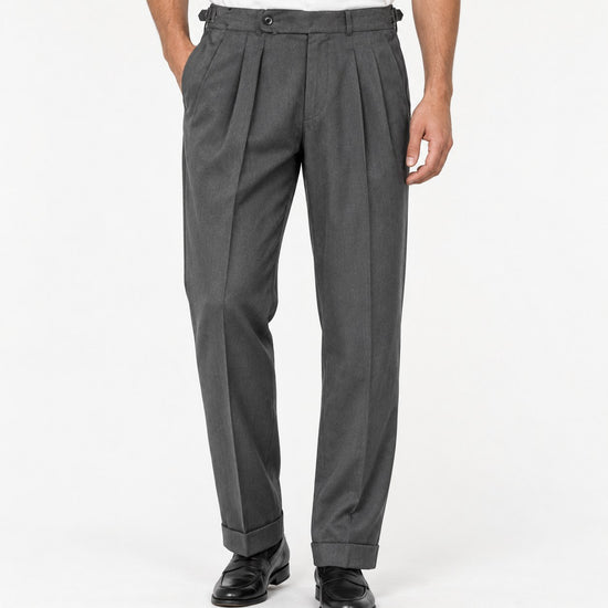 Cuffed cotton blend trousers