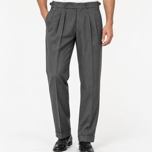 Cuffed cotton blend trousers