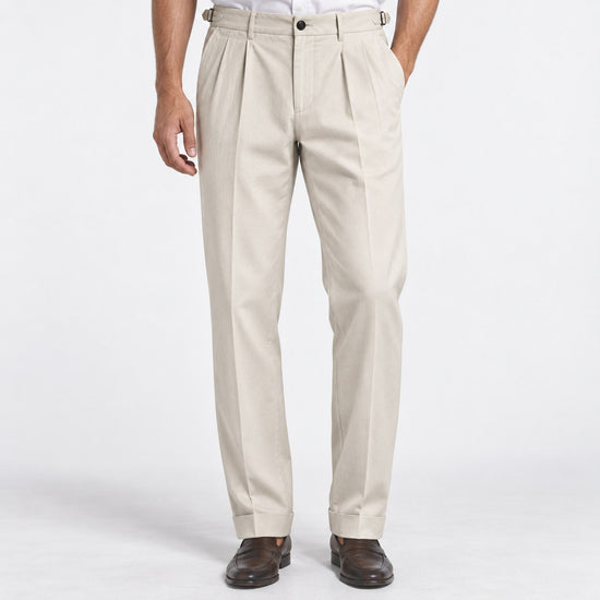 Cuffed cotton blend trousers