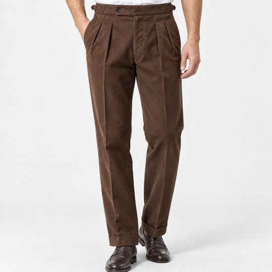 Cuffed cotton blend trousers
