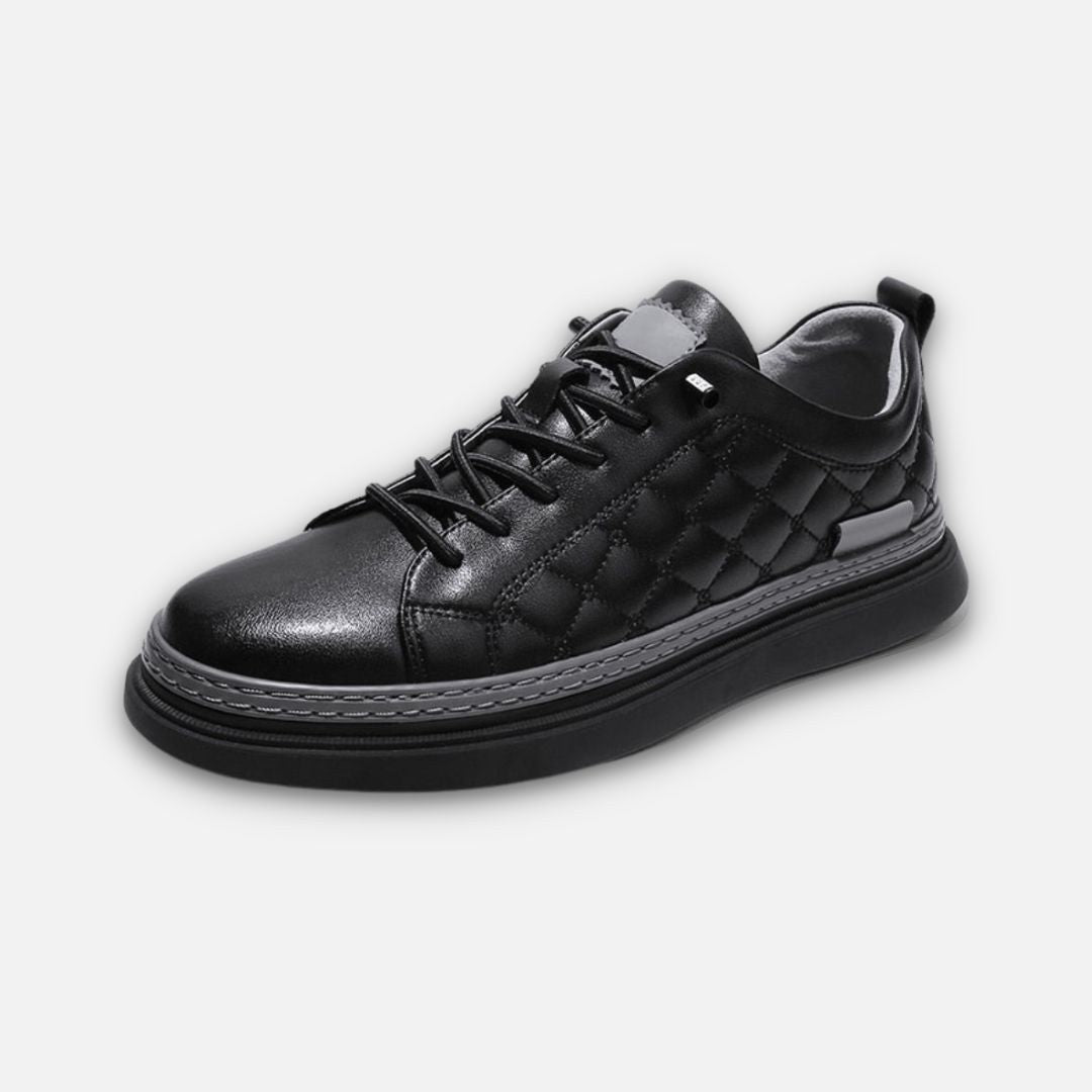 Design Genuine Leather Black Sneakers