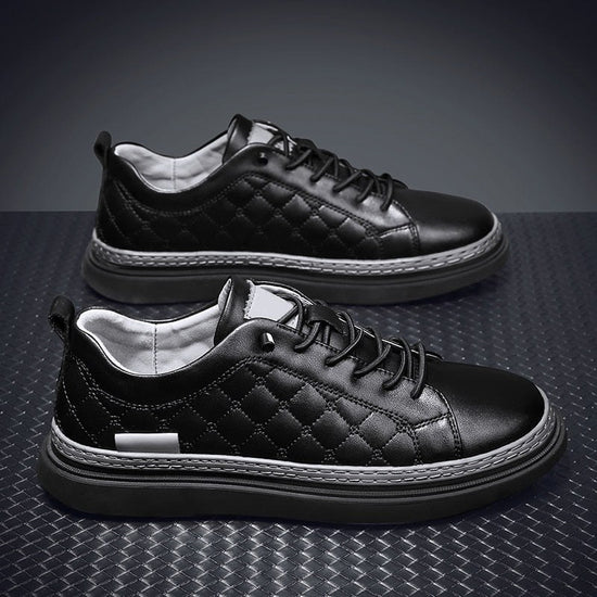 Design Genuine Leather Black Sneakers
