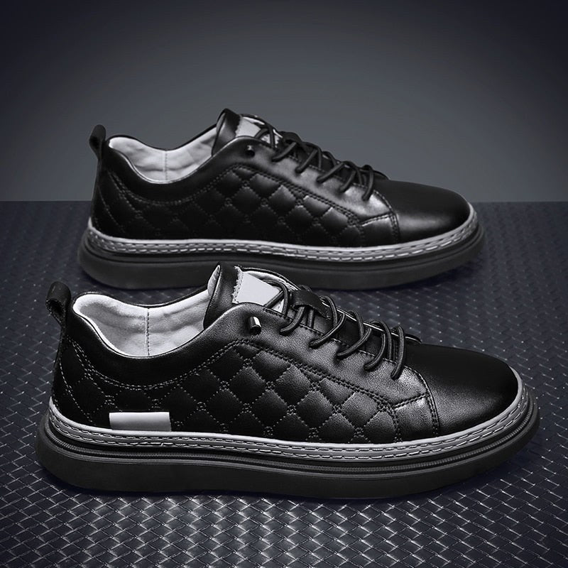 Design Genuine Leather Black Sneakers