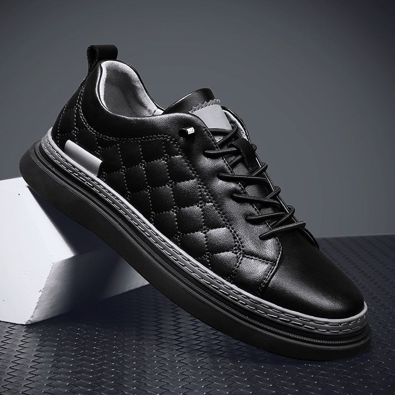 Design Genuine Leather Black Sneakers