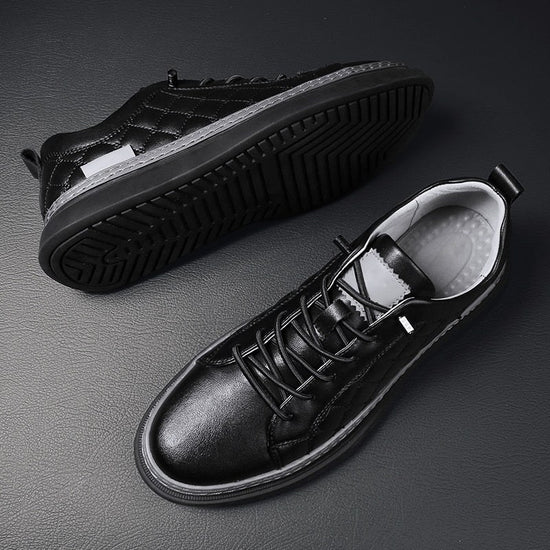 Design Genuine Leather Black Sneakers