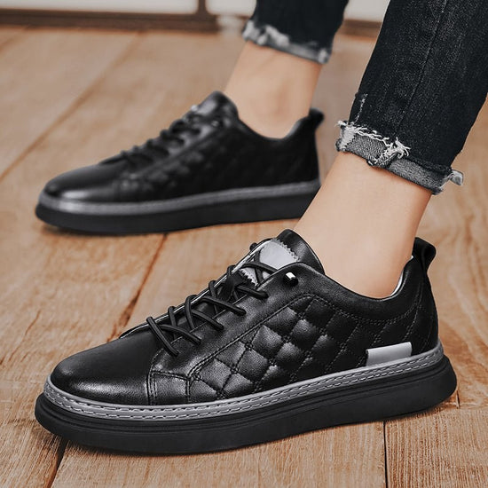 Design Genuine Leather Black Sneakers
