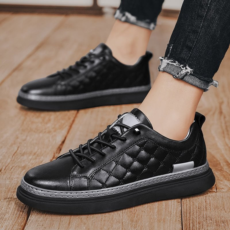 Design Genuine Leather Black Sneakers