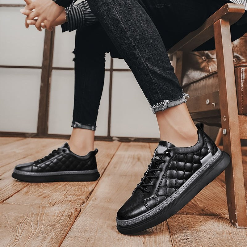 Design Genuine Leather Black Sneakers