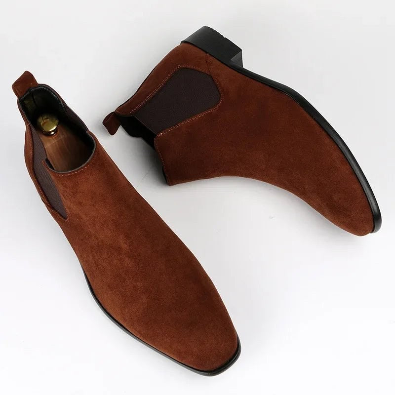 Designer square-toe ankle boots