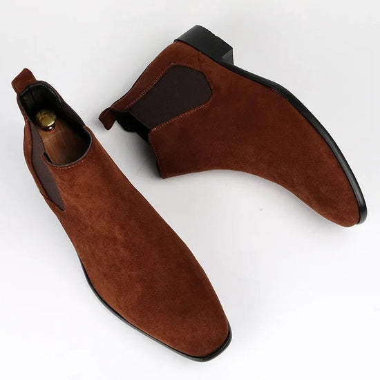 Designer square-toe ankle boots
