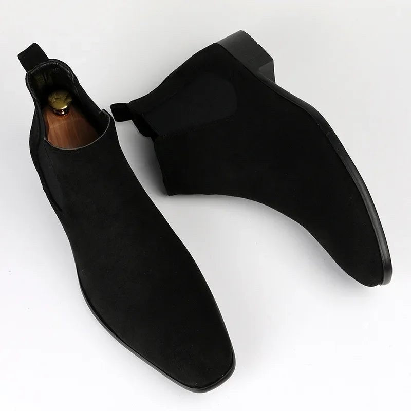 Designer square-toe ankle boots