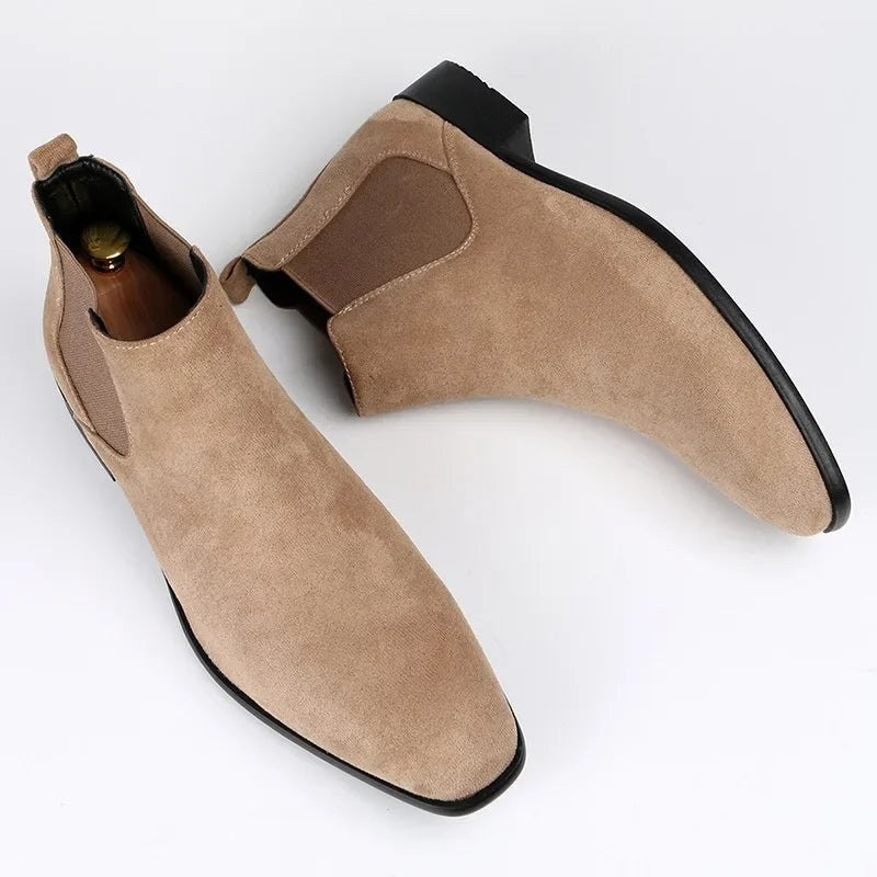 Designer square-toe ankle boots