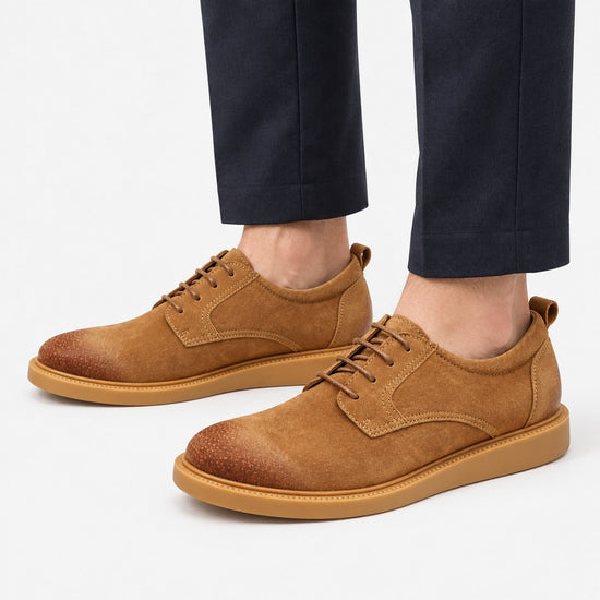 Distressed derby shoes with flexible soles