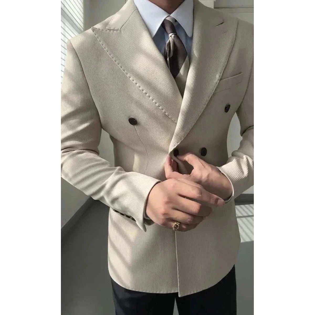 Double breasted suit blazer