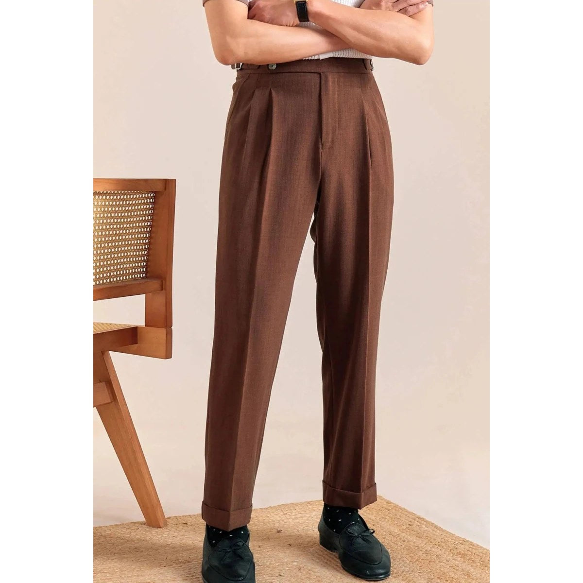 Double-pleat neapolitan trousers