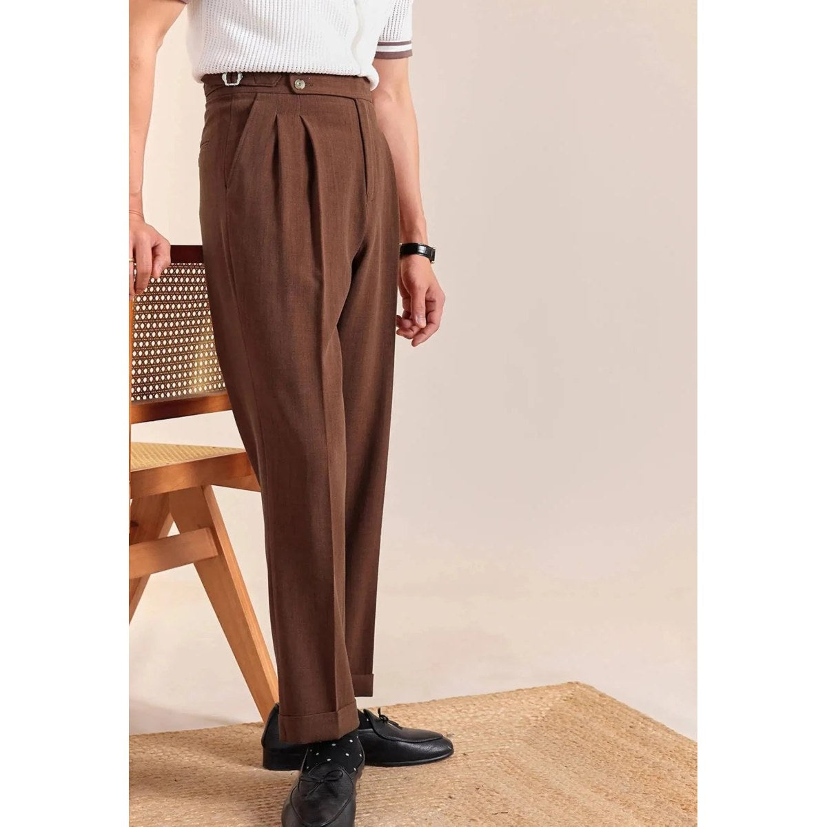 Double-pleat neapolitan trousers